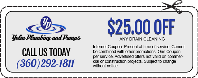 $25 dollars Off any drain cleaning coupon. Must present at service