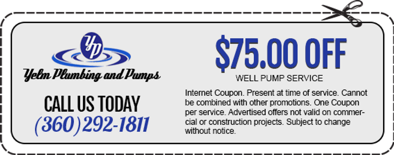 Coupon for $75 dollars off a Well pump service. must present at time of service